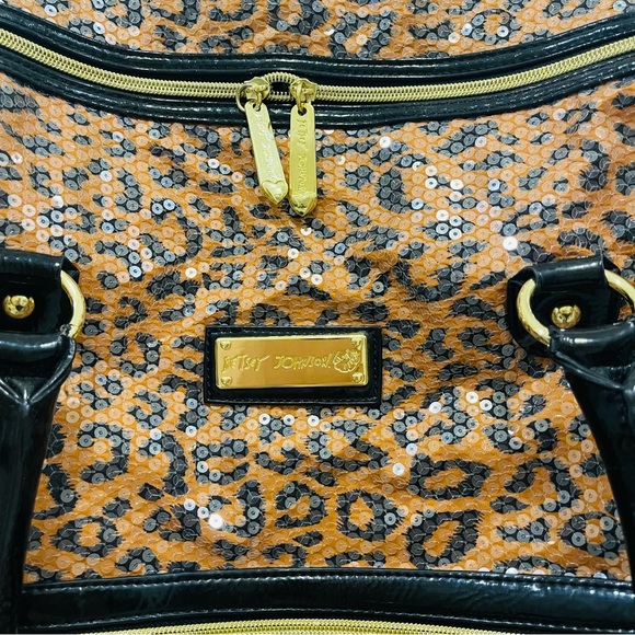 Betsy Johnson gorgeous black and orange sequin travel tote bag - Picture 2 of 5
